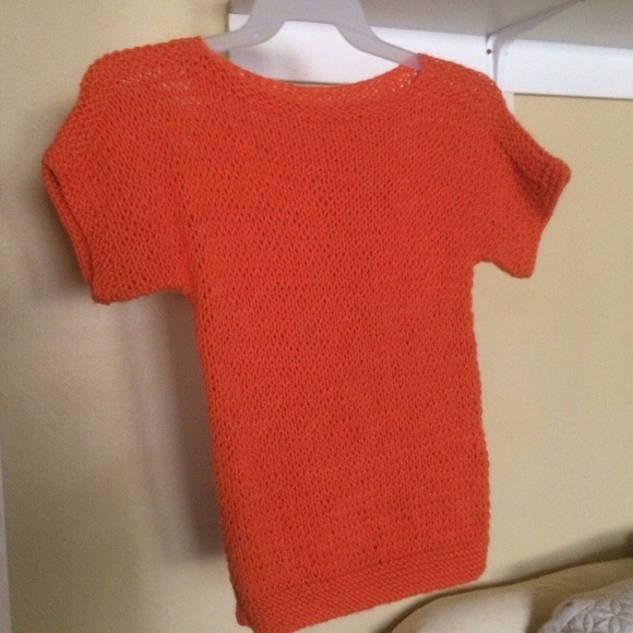 Unbranded Open Knit Sweater Orange SzM/L Short Sleeves Round Neck Pre-Owned - Picture 1 of 9